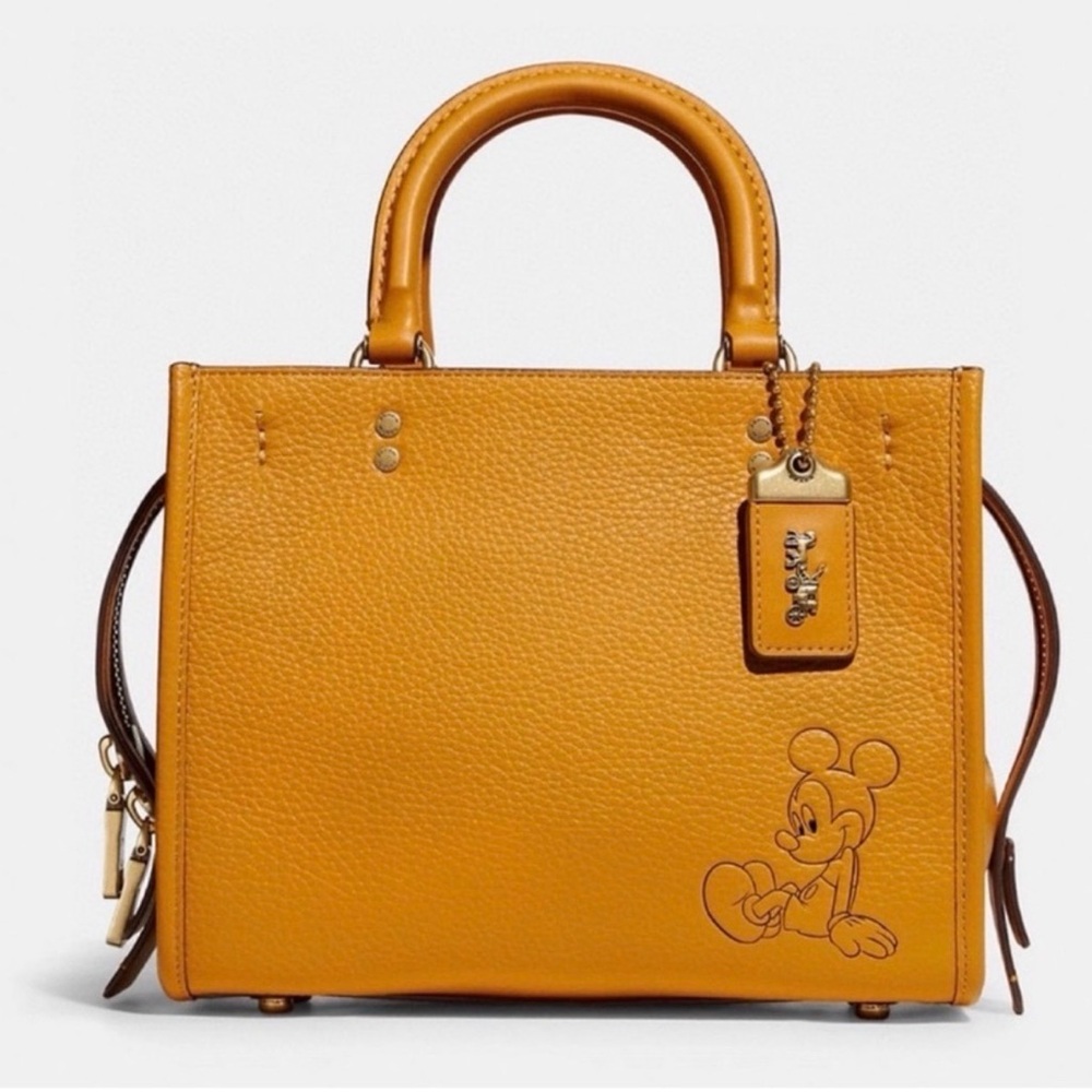 Coach Mustard Mickey Mouse Leather Satchel